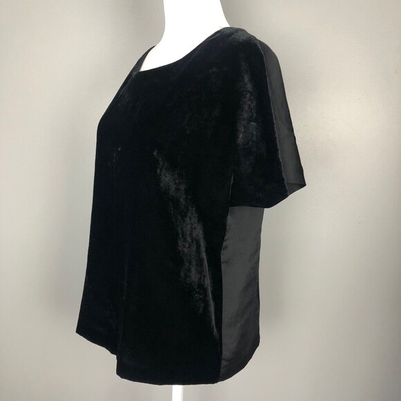 Ann Taylor Loft Womens Black Velour Blouse Short Sleeve Sz Small Holiday Party - Picture 4 of 7